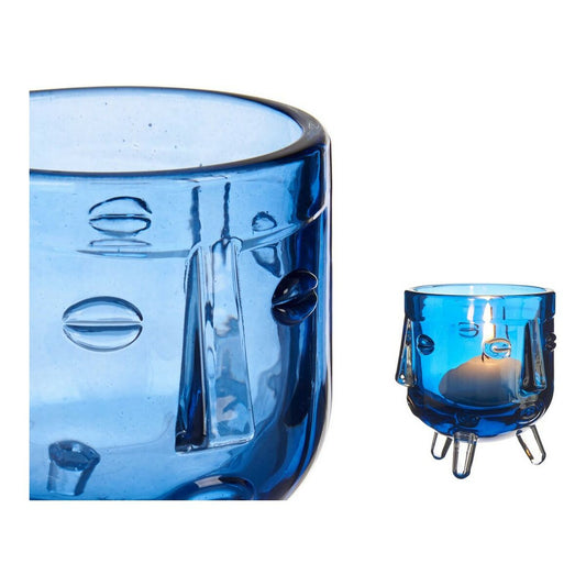 Candleholder Face Crystal Blue
