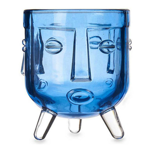 Candleholder Face Crystal Blue